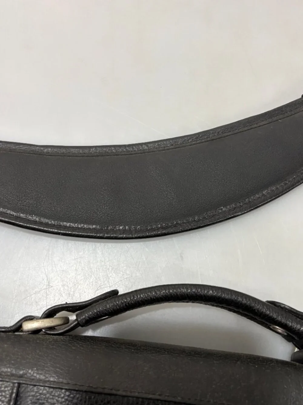 Wilsons Leather Black Leather Briefcase Padded Laptop Tablet Compartment Strap